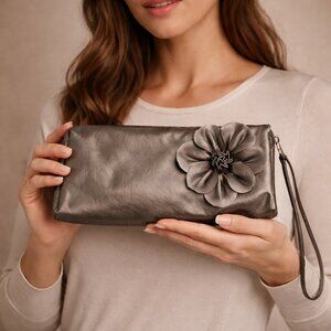 Unbranded Metallic Flower Clutch – New With Tags